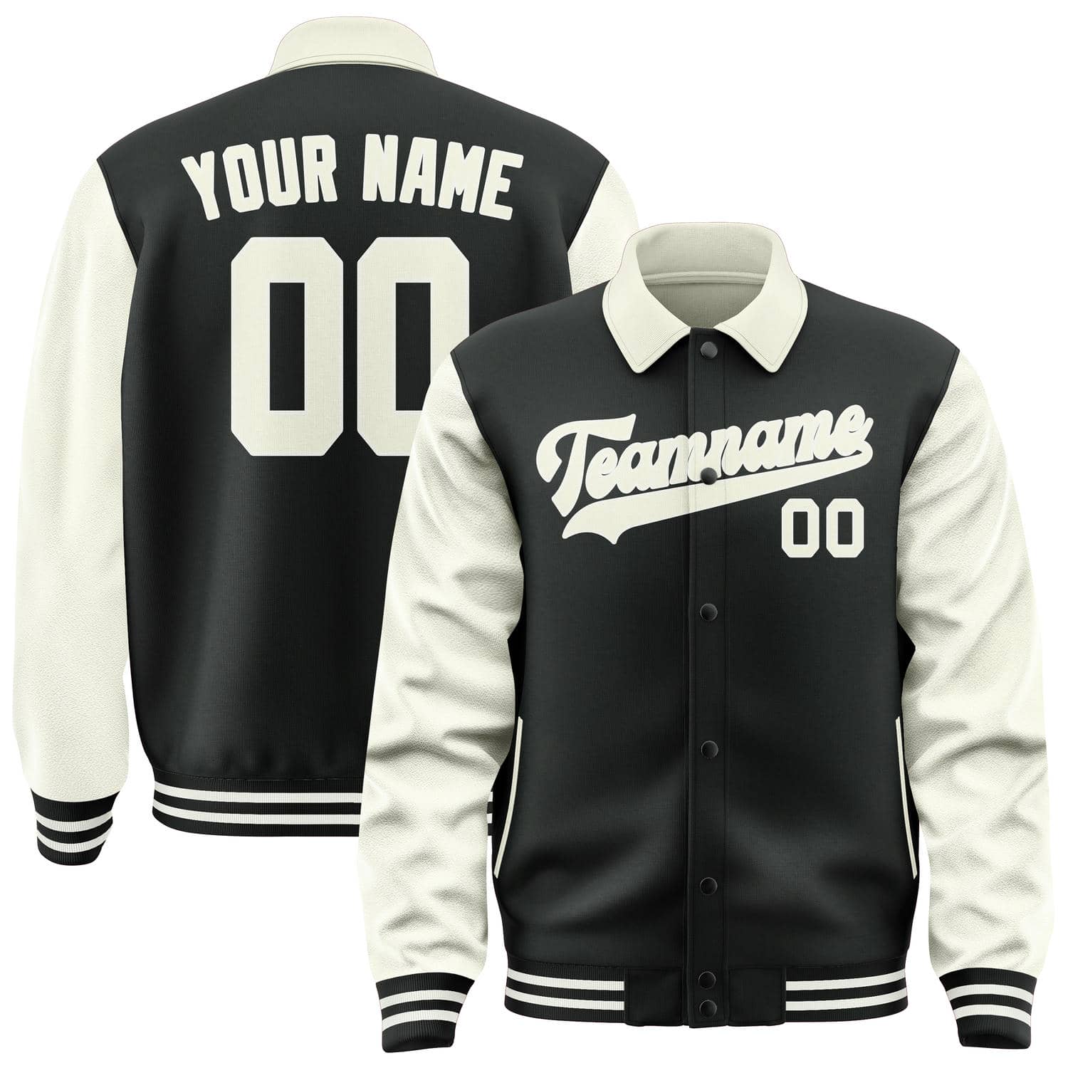 Maßgeschneidertes Schwarz Creme Collegejacke JA02240617XF008