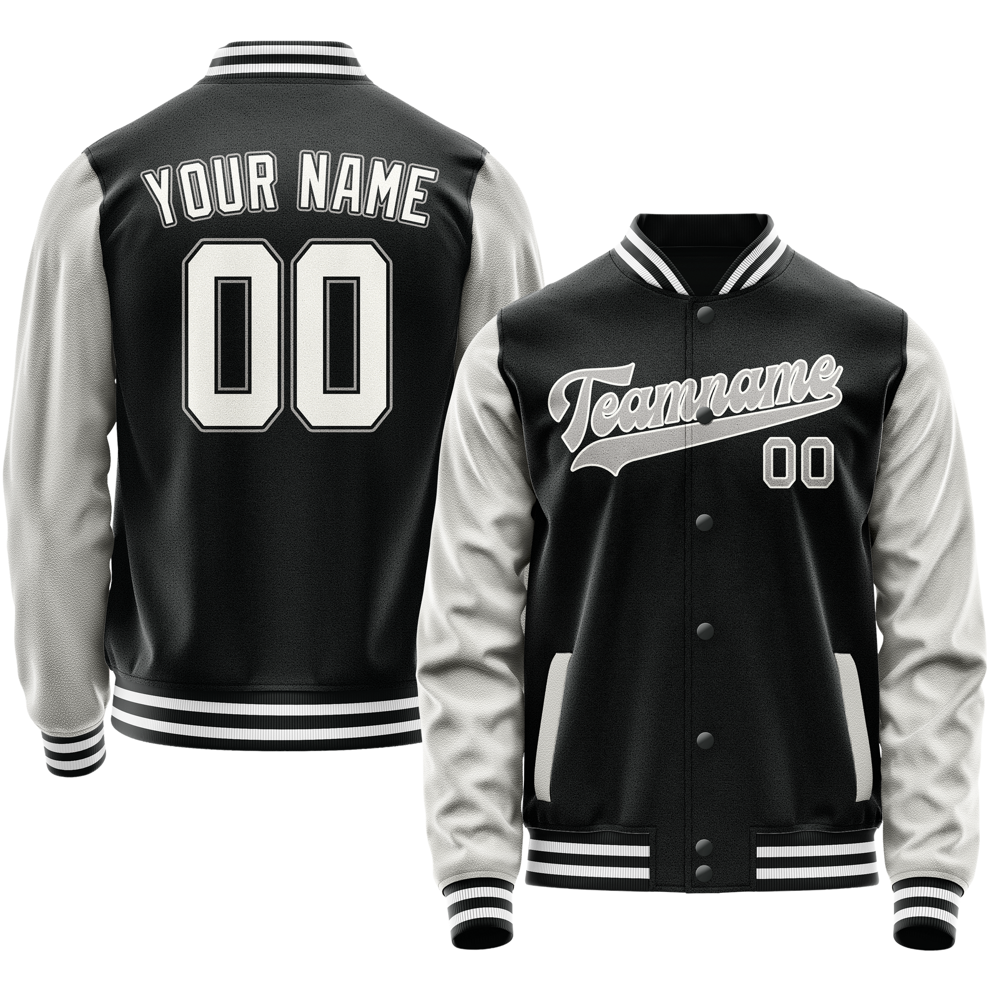 Maßgeschneidertes Schwarz Grau Collegejacke JA02240617XF015