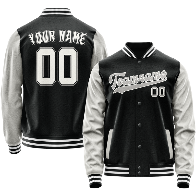 Maßgeschneidertes Schwarz Grau Collegejacke JA02240617XF015