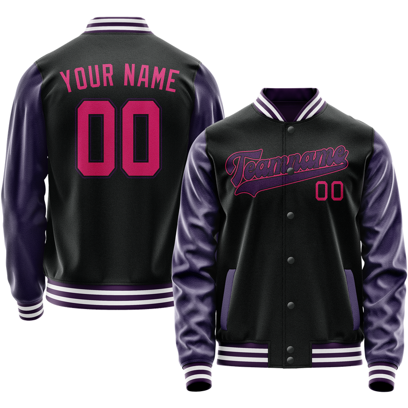 Maßgeschneidertes Schwarz Lila Collegejacke JA02240617XF011
