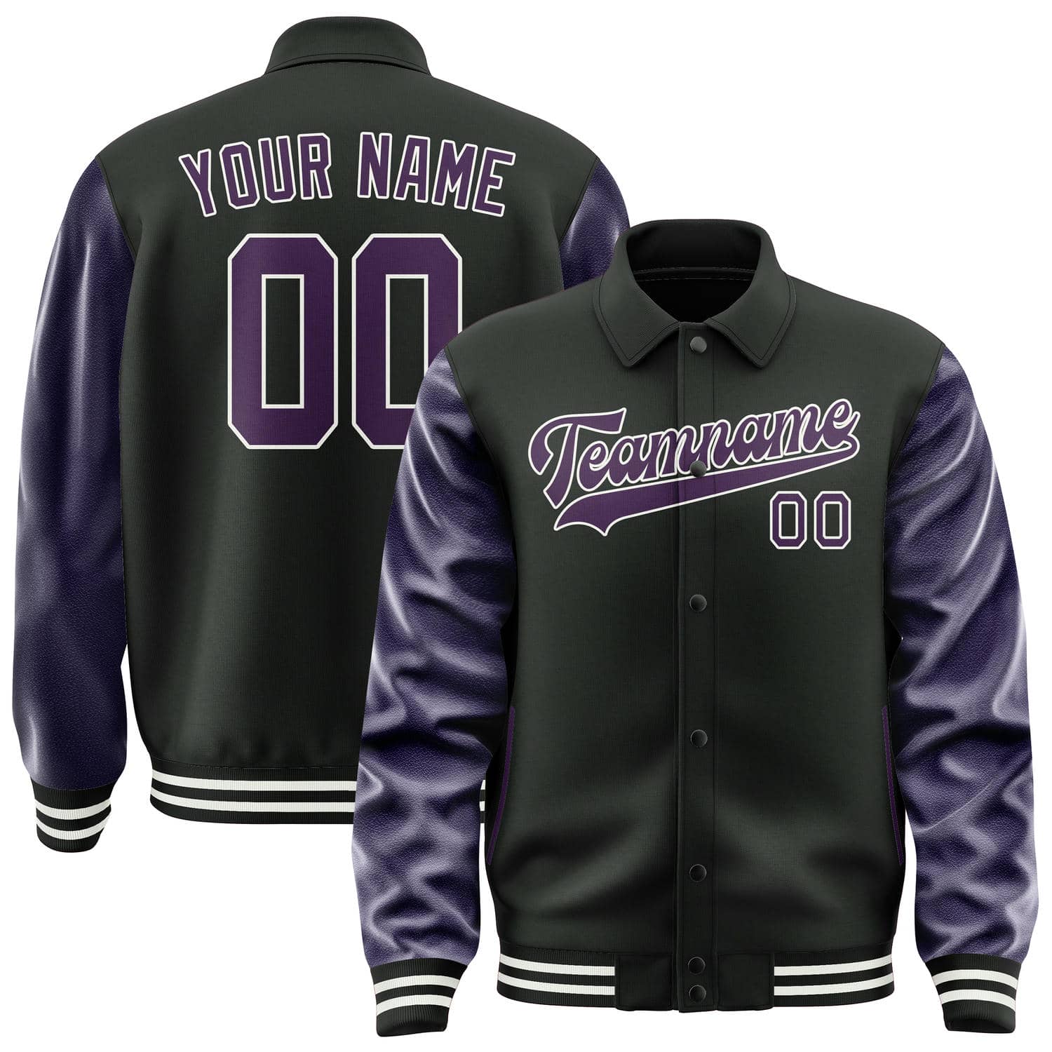 Maßgeschneidertes Schwarz Lila Collegejacke JA02240617XF016