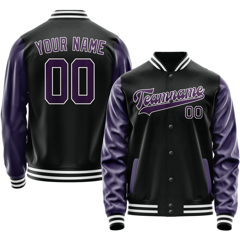 Maßgeschneidertes Schwarz Lila Collegejacke JA02240617XF016