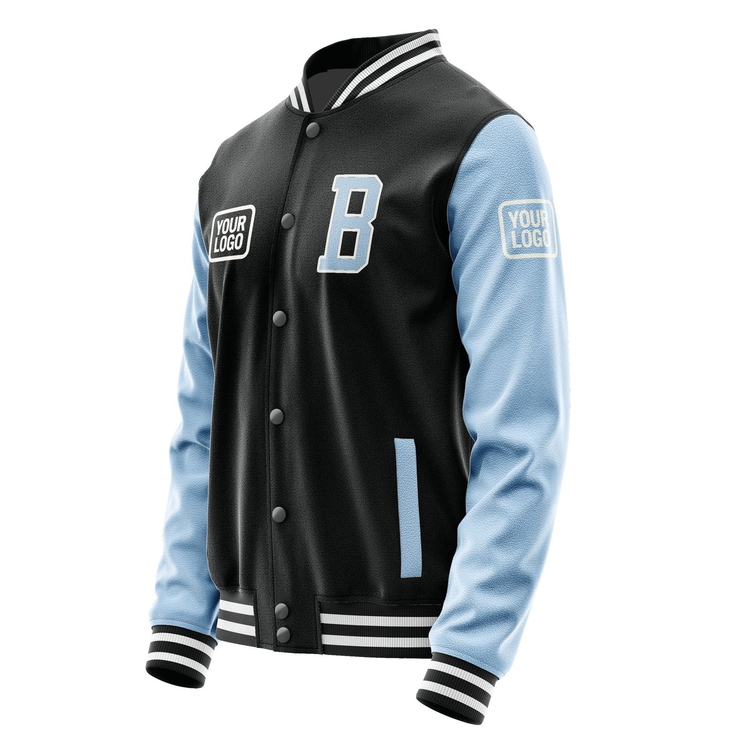 Maßgeschneidertes Schwarz Hellblau Jacke JA171708171818080818