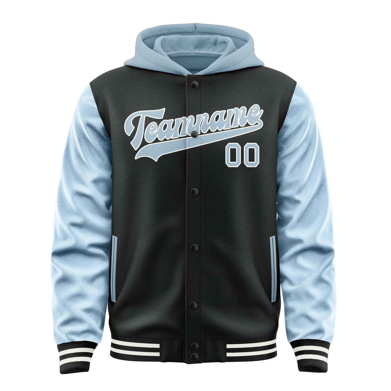 Maßgeschneidertes Schwarz Hellblau Jacke
