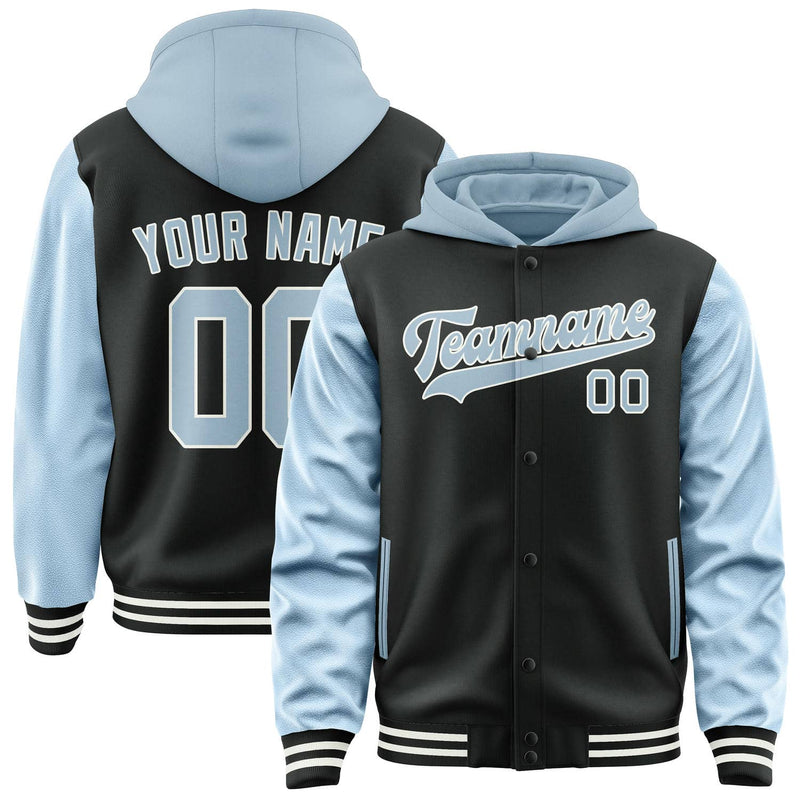 Maßgeschneidertes Schwarz Hellblau Jacke JA171708171818080818