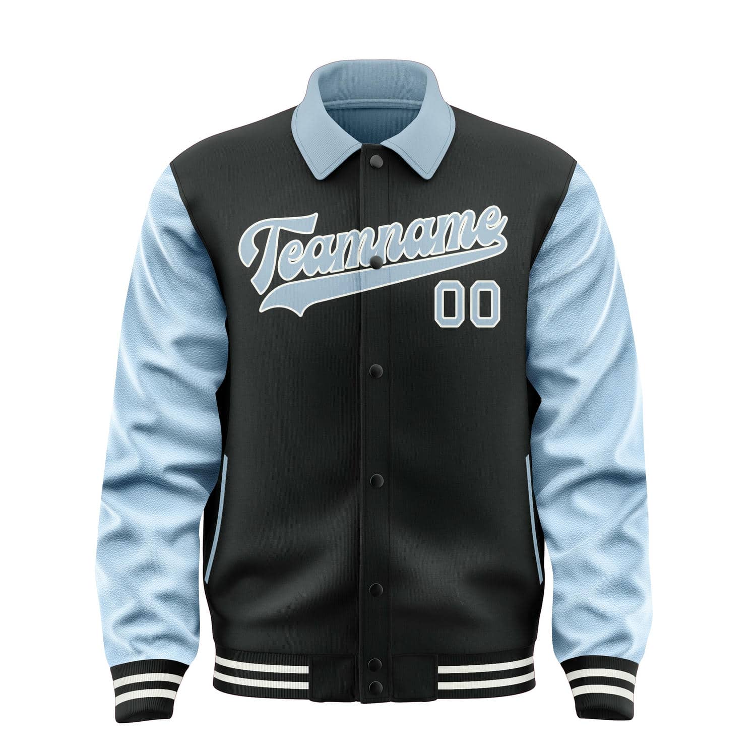 Maßgeschneidertes Schwarz Hellblau Jacke
