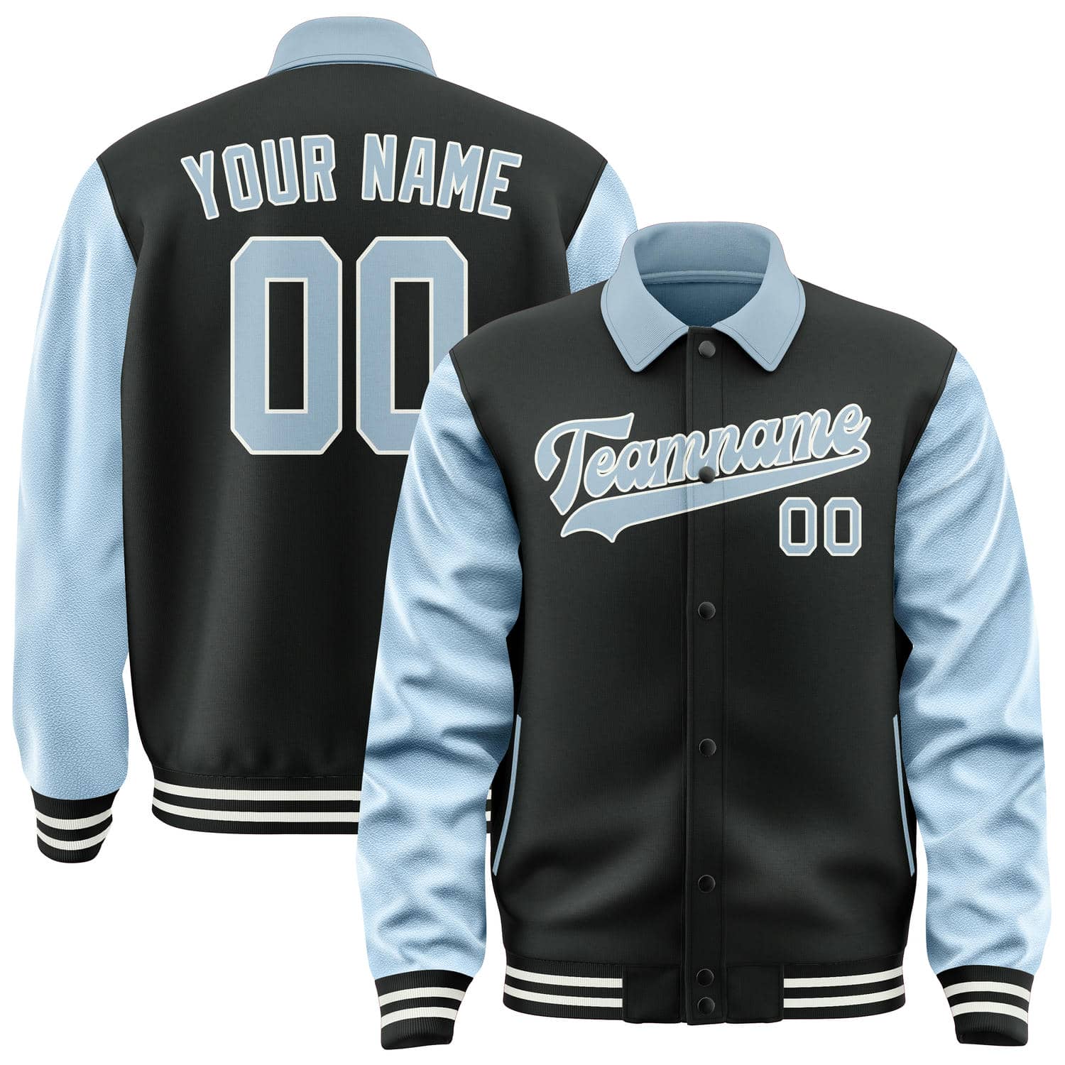Maßgeschneidertes Schwarz Hellblau Jacke JA171708171818080818