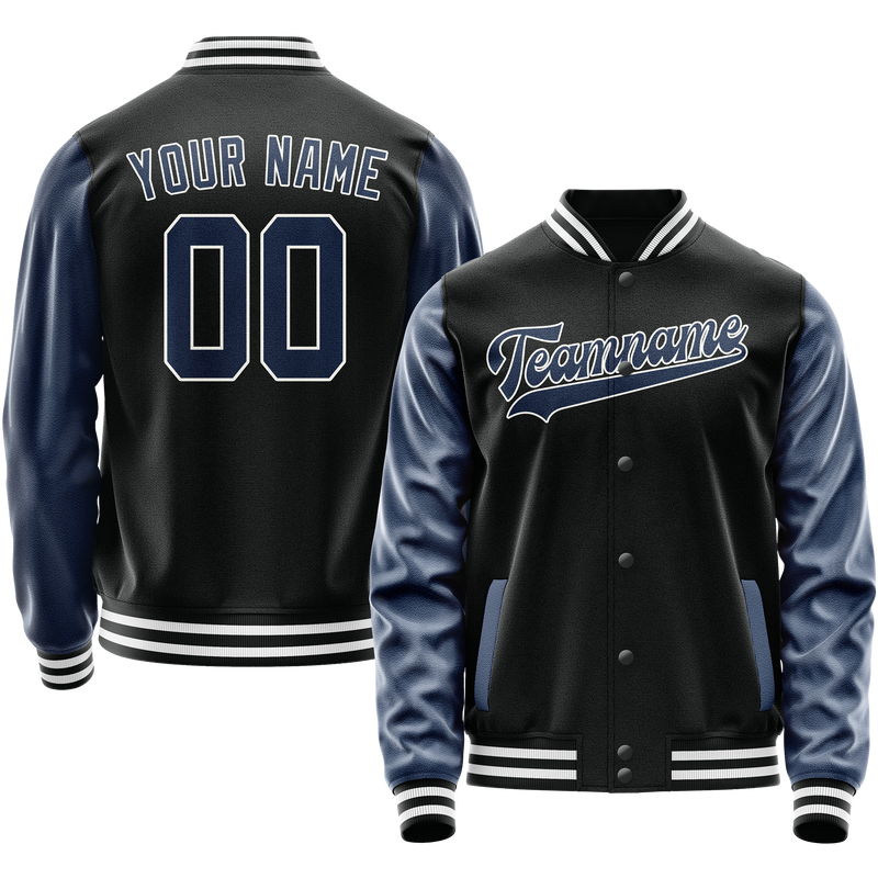 Maßgeschneidertes Schwarz Königsblau Collegejacke JA02240617XF010