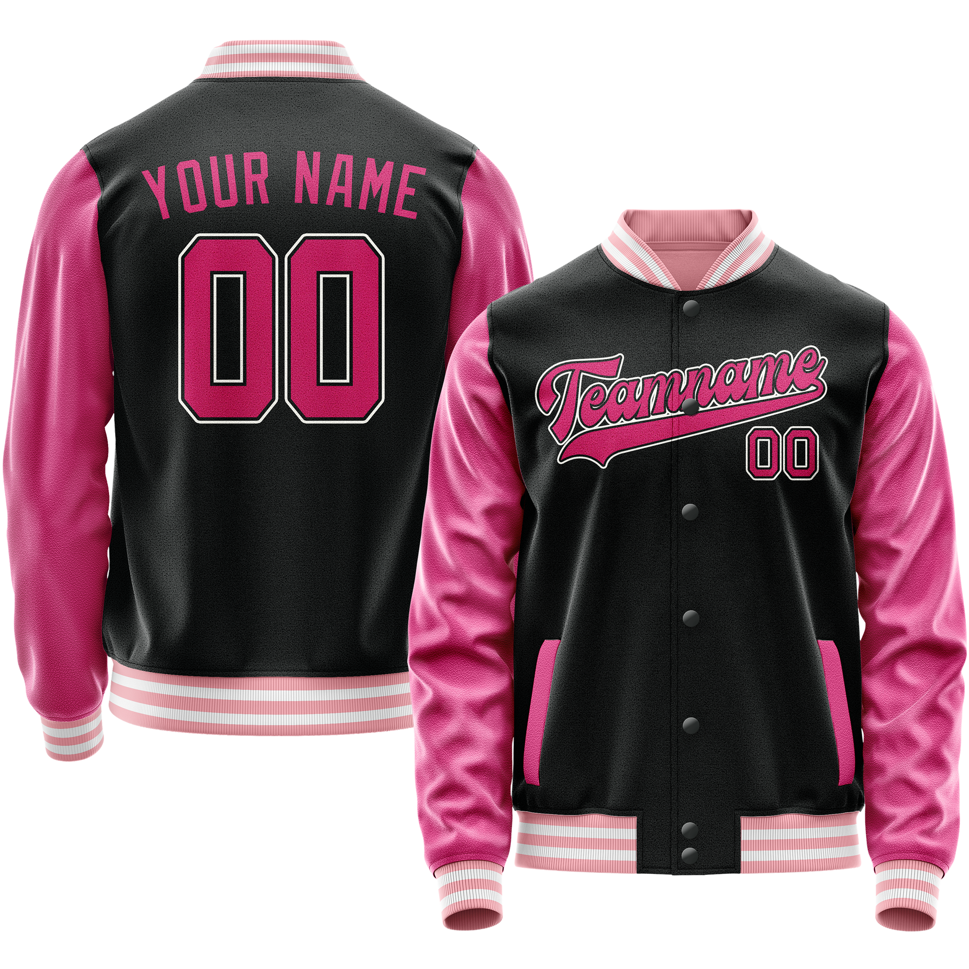 Maßgeschneidertes Schwarz Rosa Collegejacke JA02240617XF023