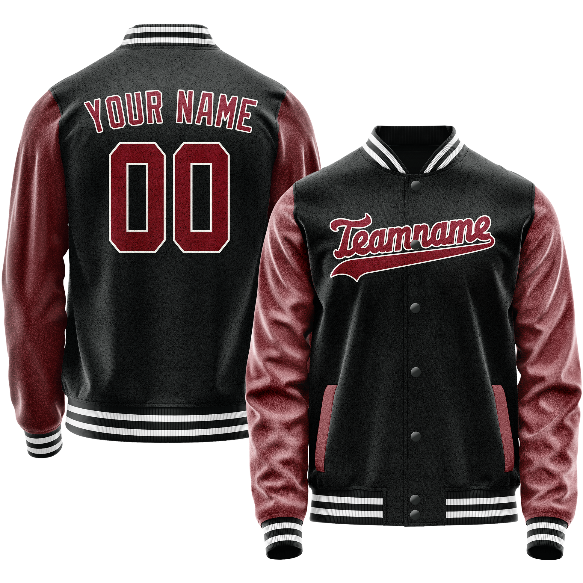 Maßgeschneidertes Schwarz Texas Orange Collegejacke JA02240617XF012