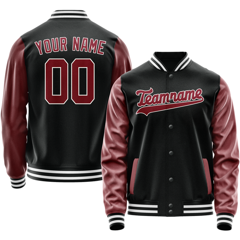 Maßgeschneidertes Schwarz Texas Orange Collegejacke JA02240617XF012