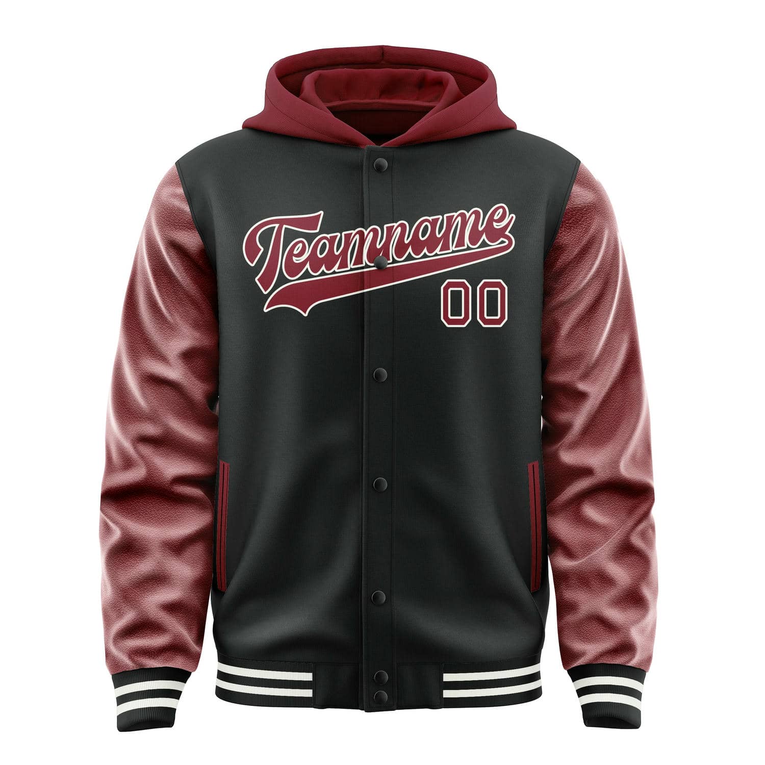 Maßgeschneidertes Schwarz Karmesinrot Jacke