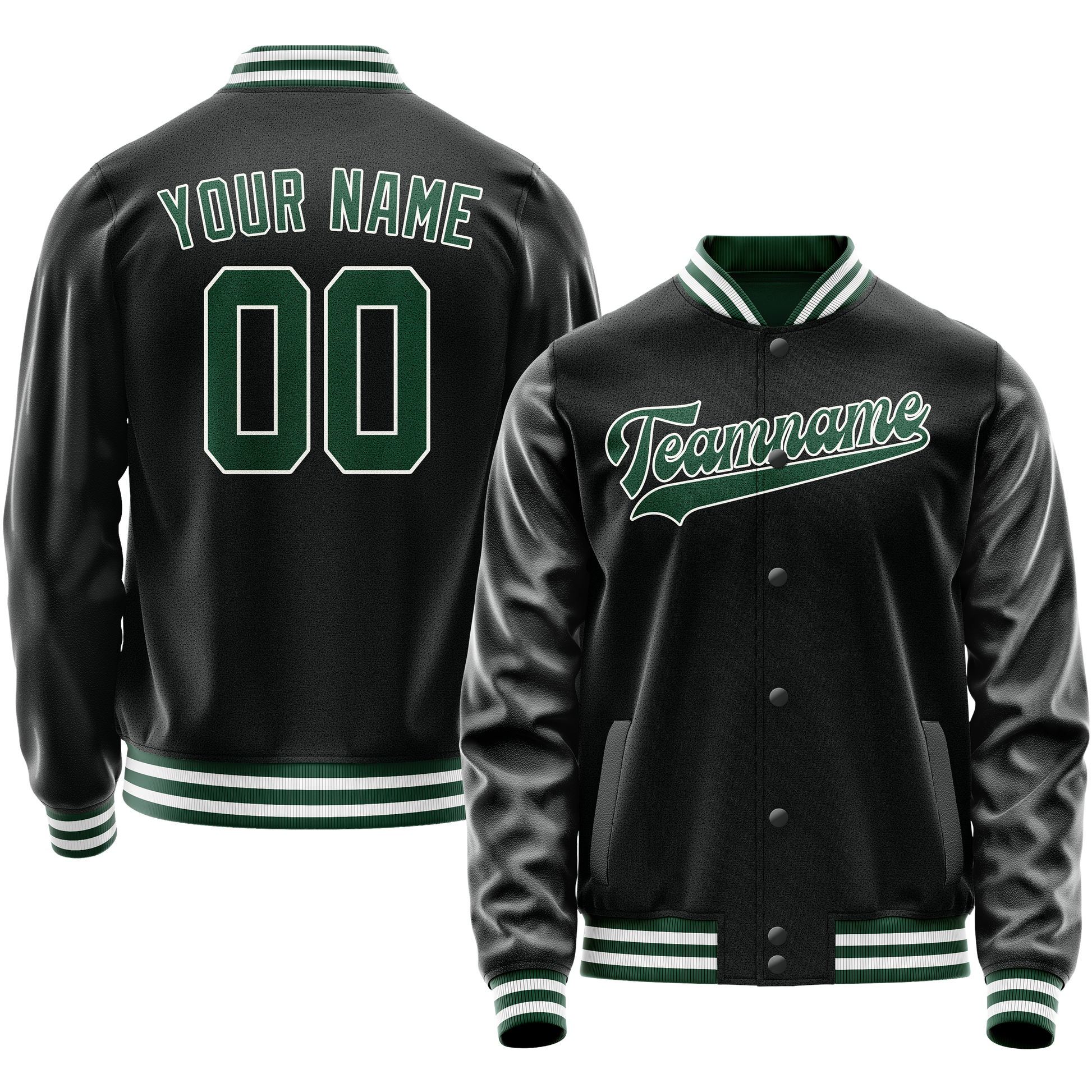 Maßgeschneidertes Schwarz Kelly Grün Collegejacke JA02240617XF017