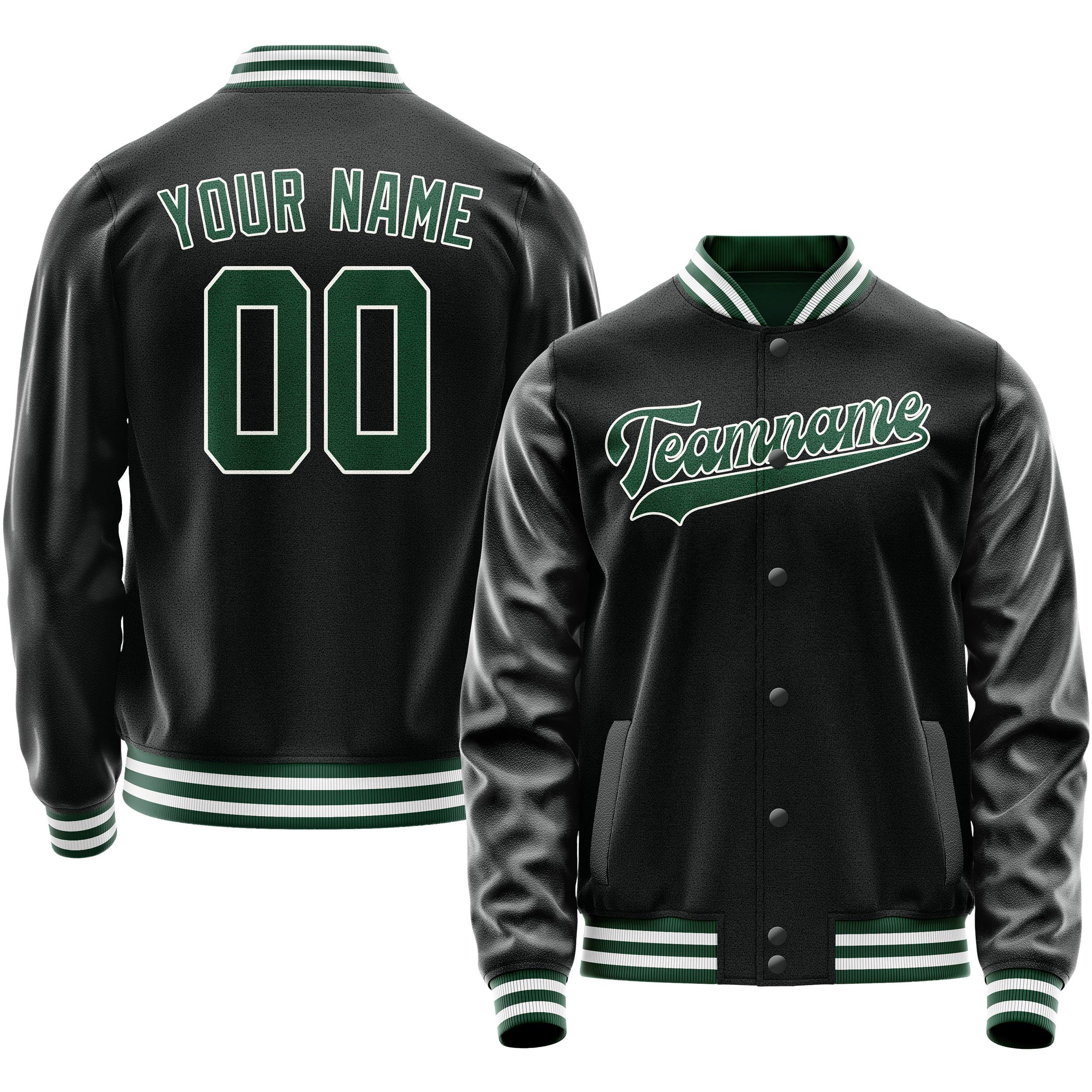 Maßgeschneidertes Schwarz Kelly Grün Collegejacke JA02240617XF017