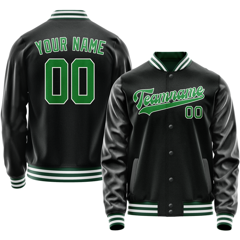Maßgeschneidertes Schwarz Neongrün Collegejacke JA02240617XF021