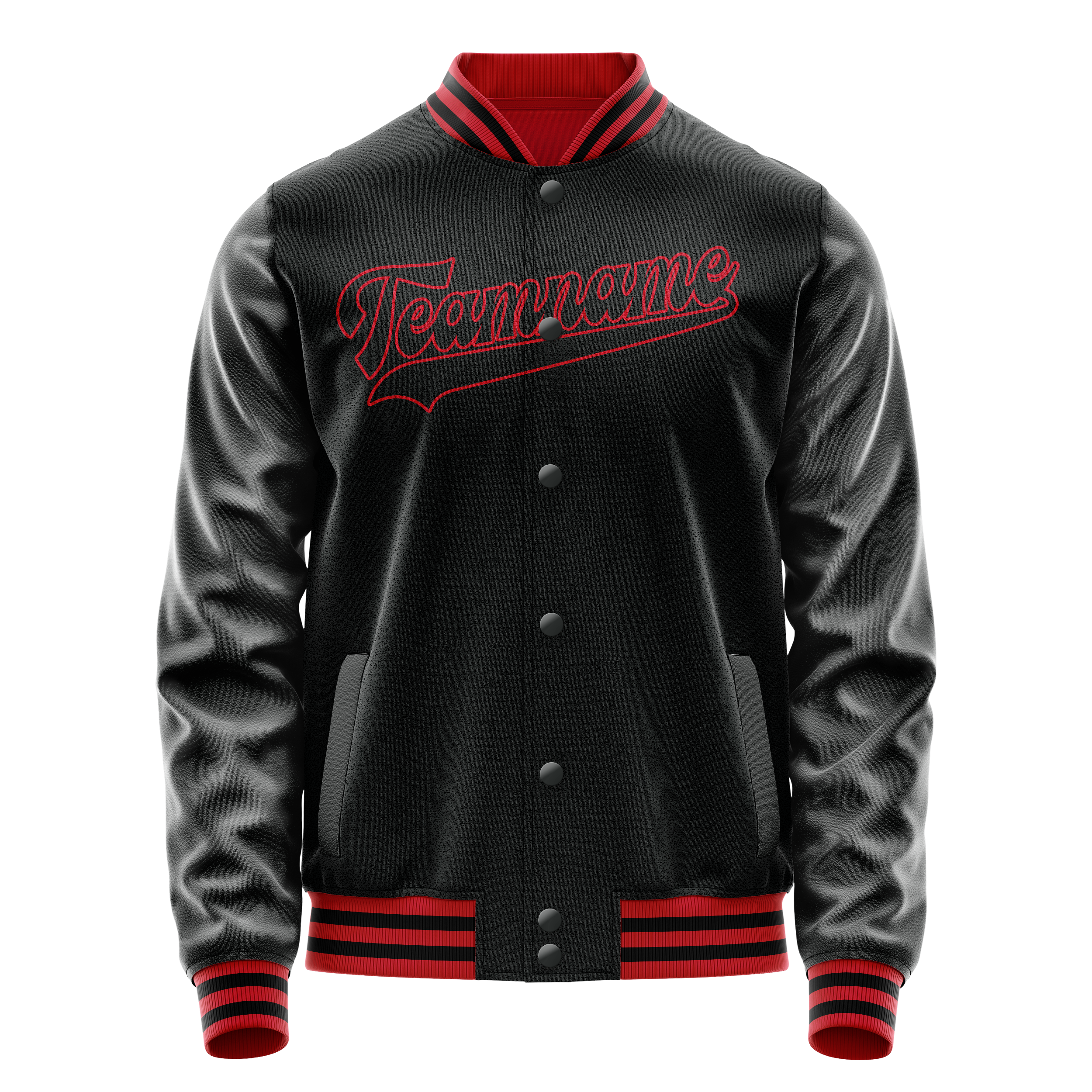 Maßgeschneidertes Schwarz Karmesinrot Jacke