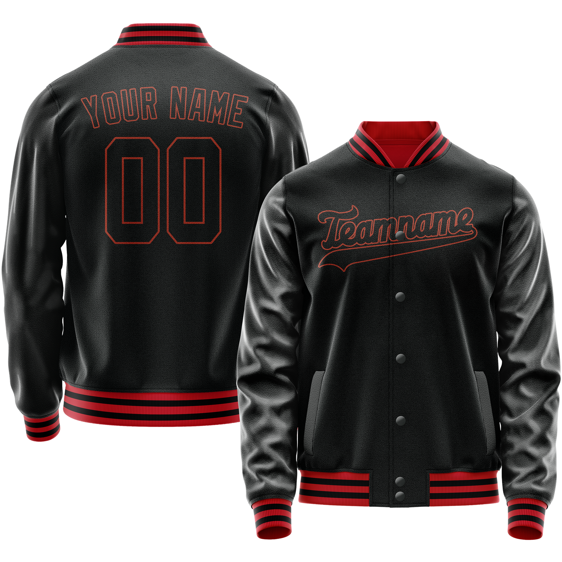 Maßgeschneidertes Schwarz Orange Collegejacke JA02240617XF018