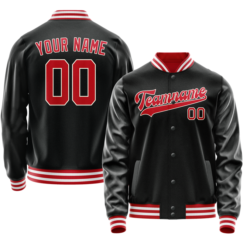 Maßgeschneidertes Schwarz Rot Collegejacke JA02240617XF022