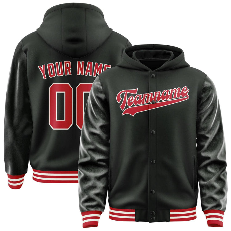 Maßgeschneidertes Schwarz Rot Collegejacke JA02240617XF006