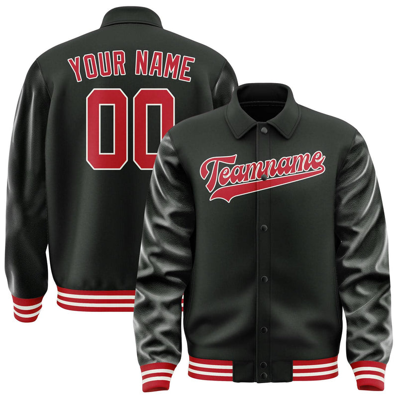 Maßgeschneidertes Schwarz Rot Collegejacke JA02240617XF006