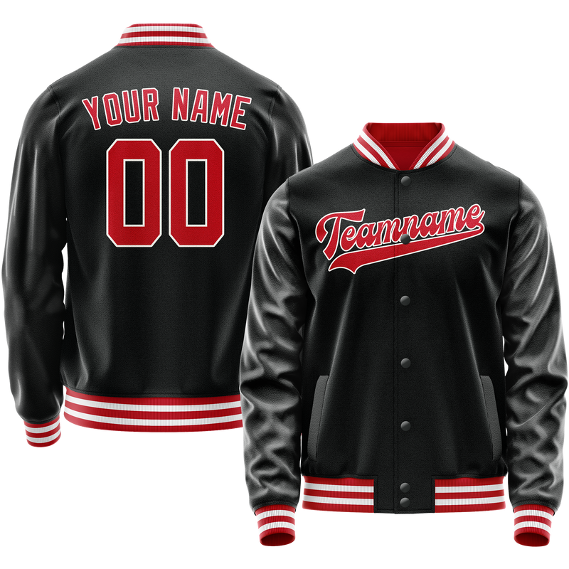 Maßgeschneidertes Schwarz Rot Collegejacke JA02240617XF006