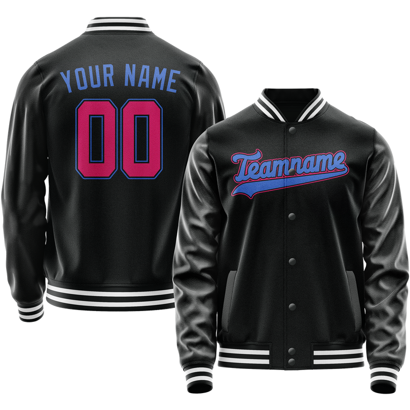 Maßgeschneidertes Schwarz Hellblau Collegejacke JA02240617XF003