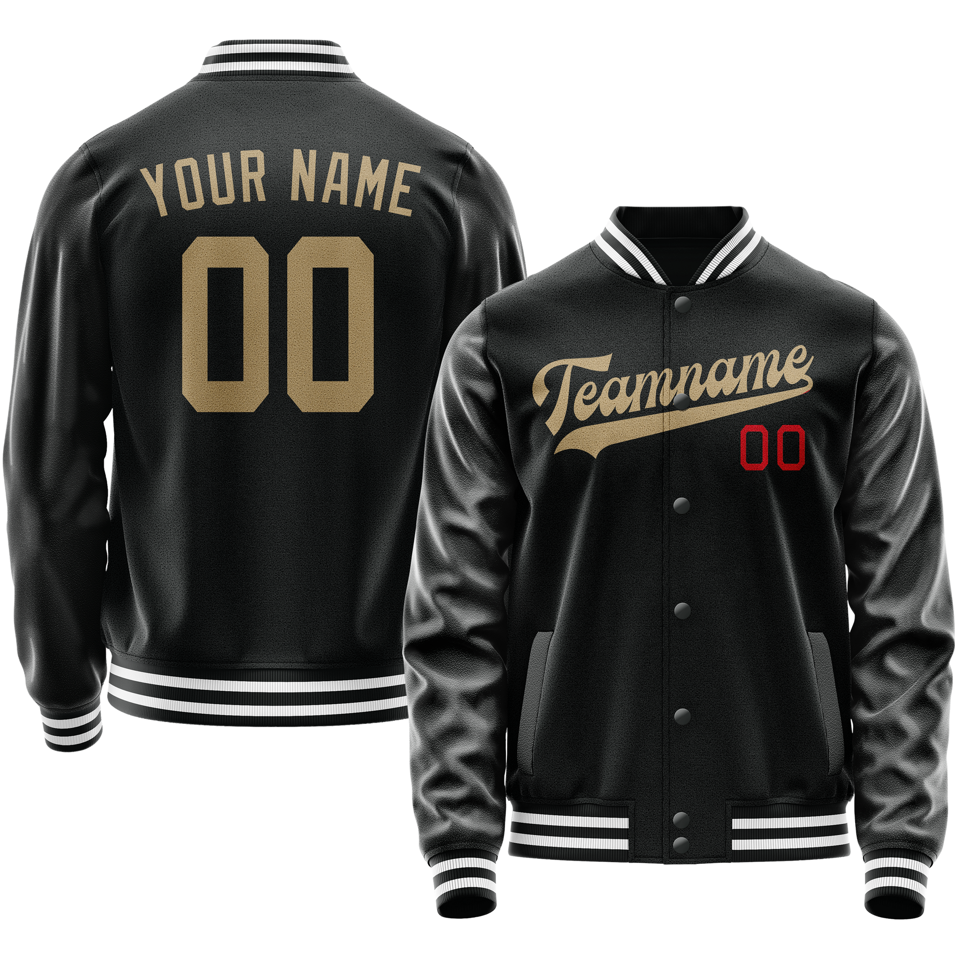 Maßgeschneidertes Schwarz Creme Collegejacke JA02240617XF019