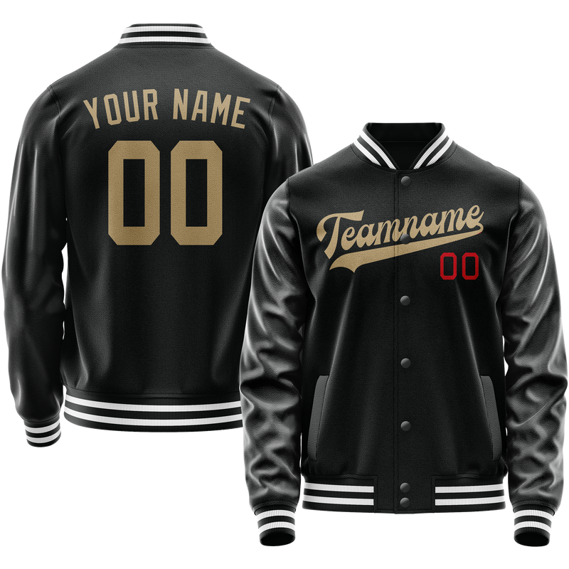 Maßgeschneidertes Schwarz Creme Collegejacke JA02240617XF019