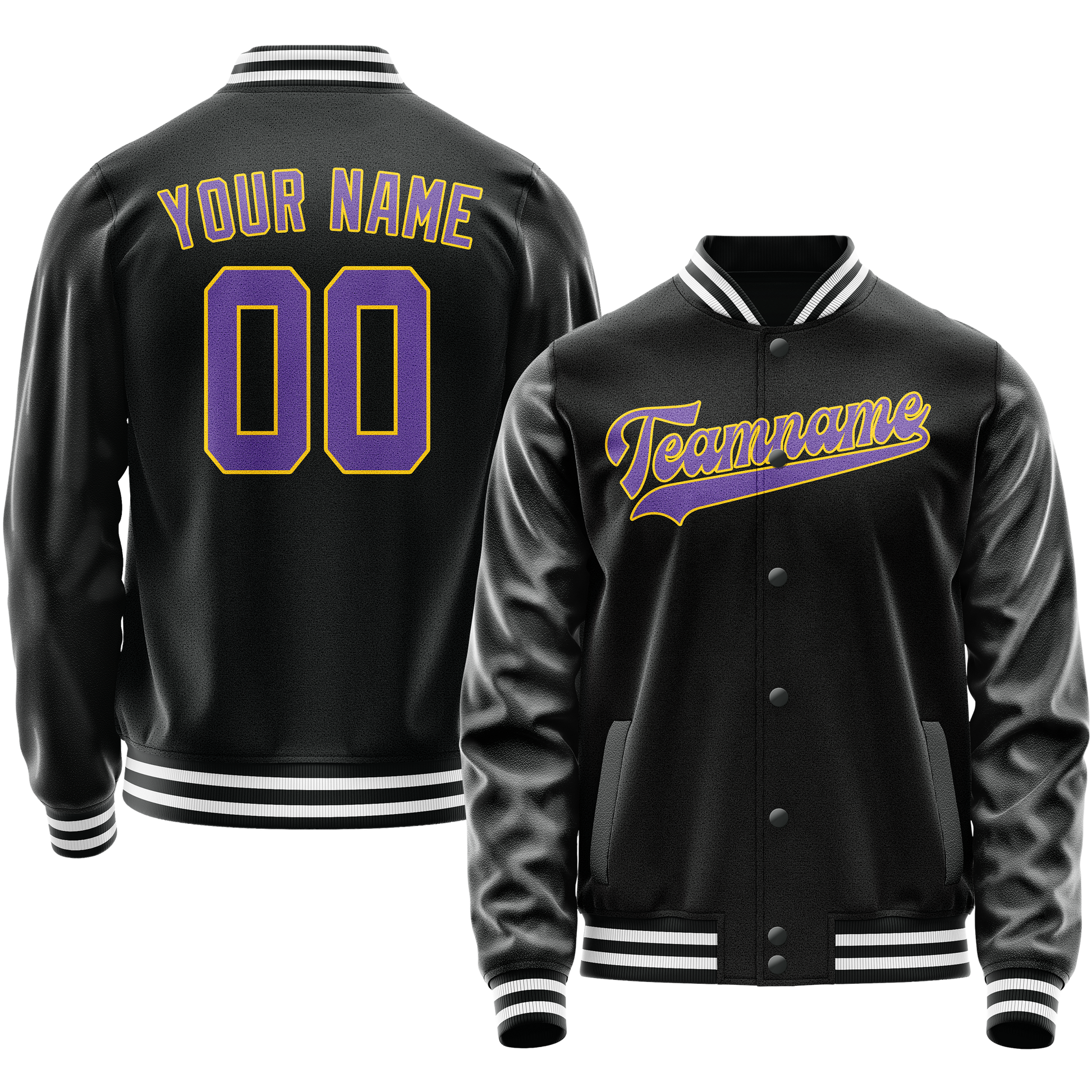 Maßgeschneidertes Schwarz Lila Collegejacke JA02240617XF024