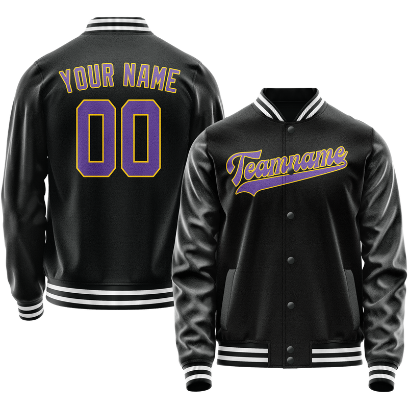 Maßgeschneidertes Schwarz Lila Collegejacke JA02240617XF024