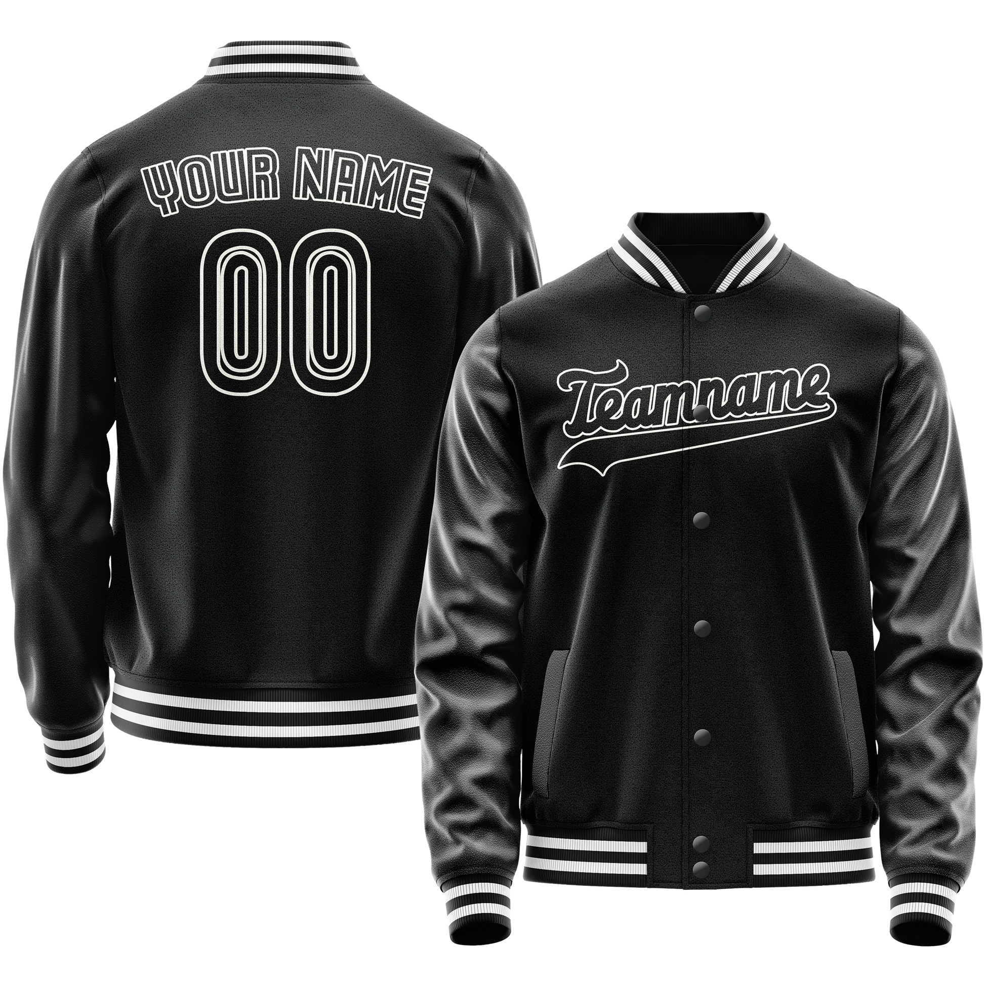 Maßgeschneidertes Schwarz Weiß Collegejacke JA02240617XF029