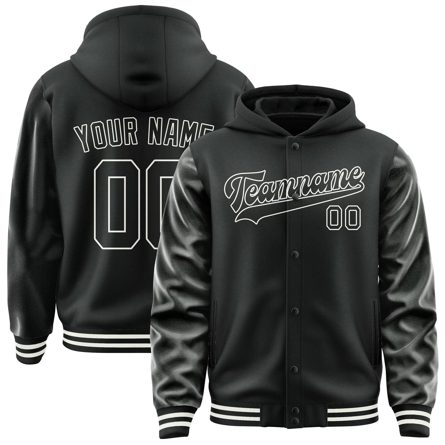 Maßgeschneidertes Schwarz Weiß Collegejacke JA02240617XF029