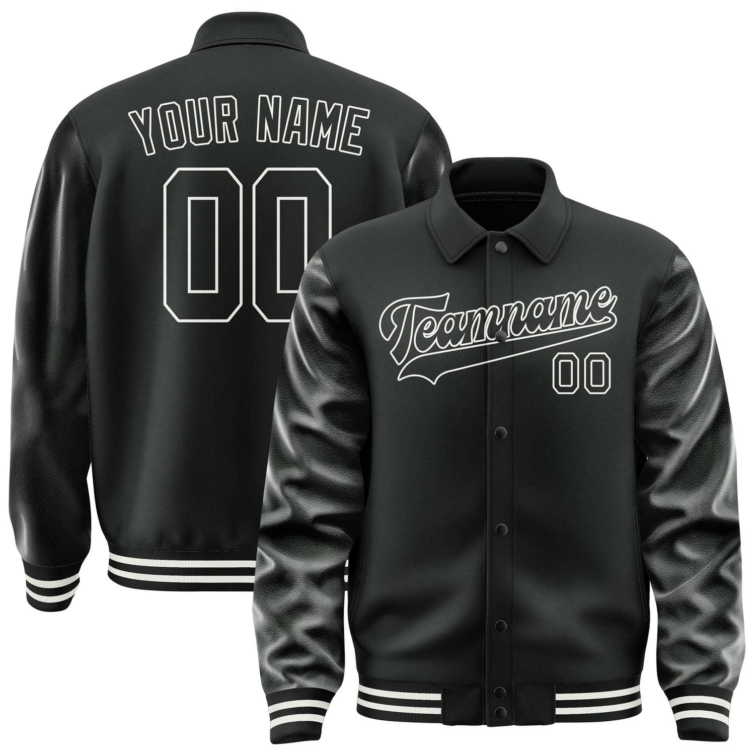 Maßgeschneidertes Schwarz Weiß Collegejacke JA02240617XF029