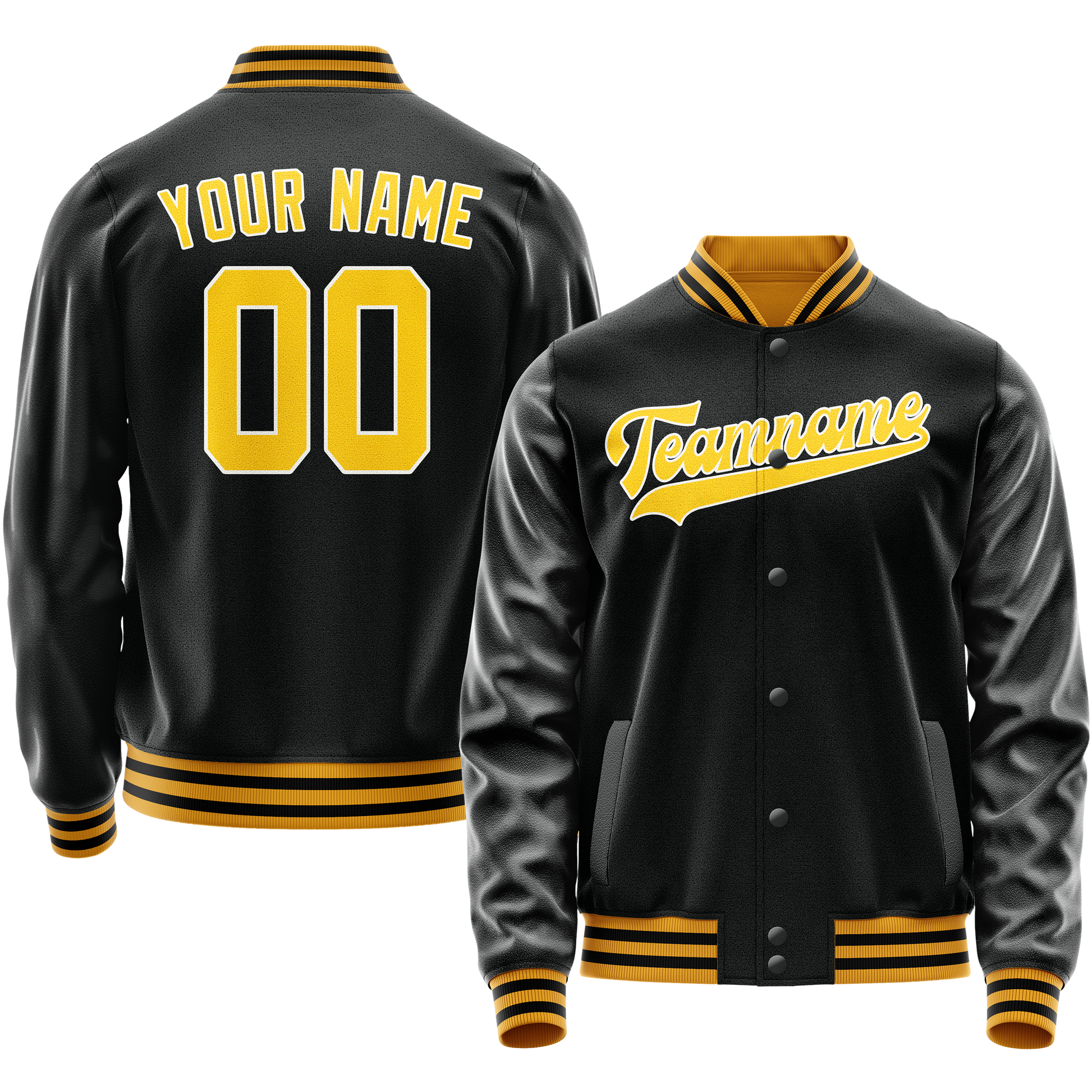 Maßgeschneidertes Schwarz Gold Collegejacke JA02240617XF020