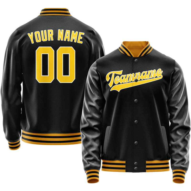 Maßgeschneidertes Schwarz Gold Collegejacke JA02240617XF020
