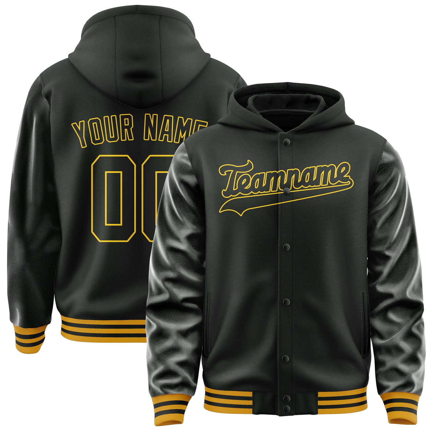 Maßgeschneidertes Schwarz Gold Collegejacke JA02240617XF025