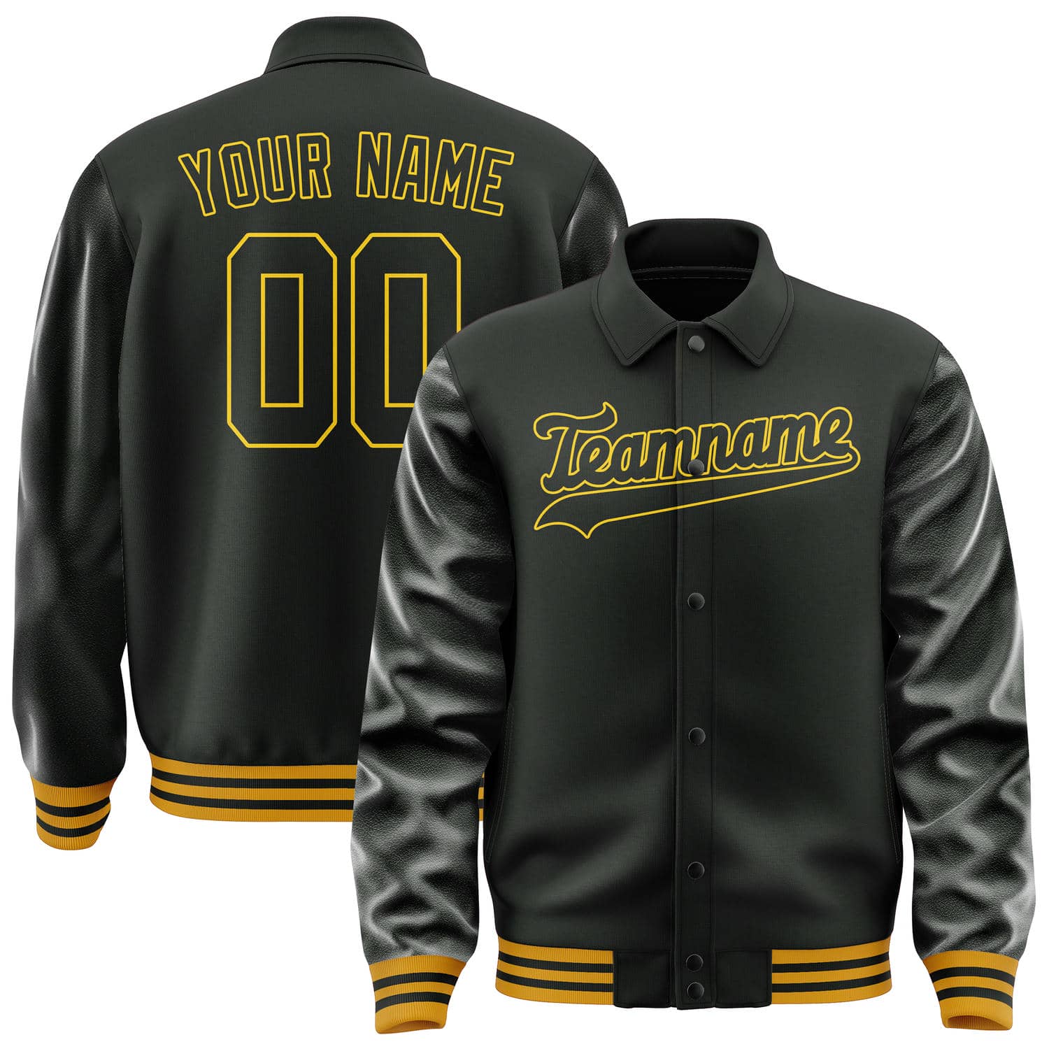 Maßgeschneidertes Schwarz Gold Collegejacke JA02240617XF025