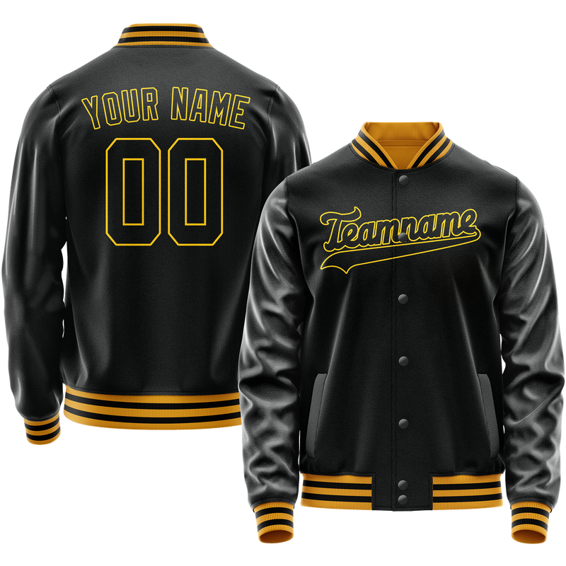 Maßgeschneidertes Schwarz Gold Collegejacke JA02240617XF025