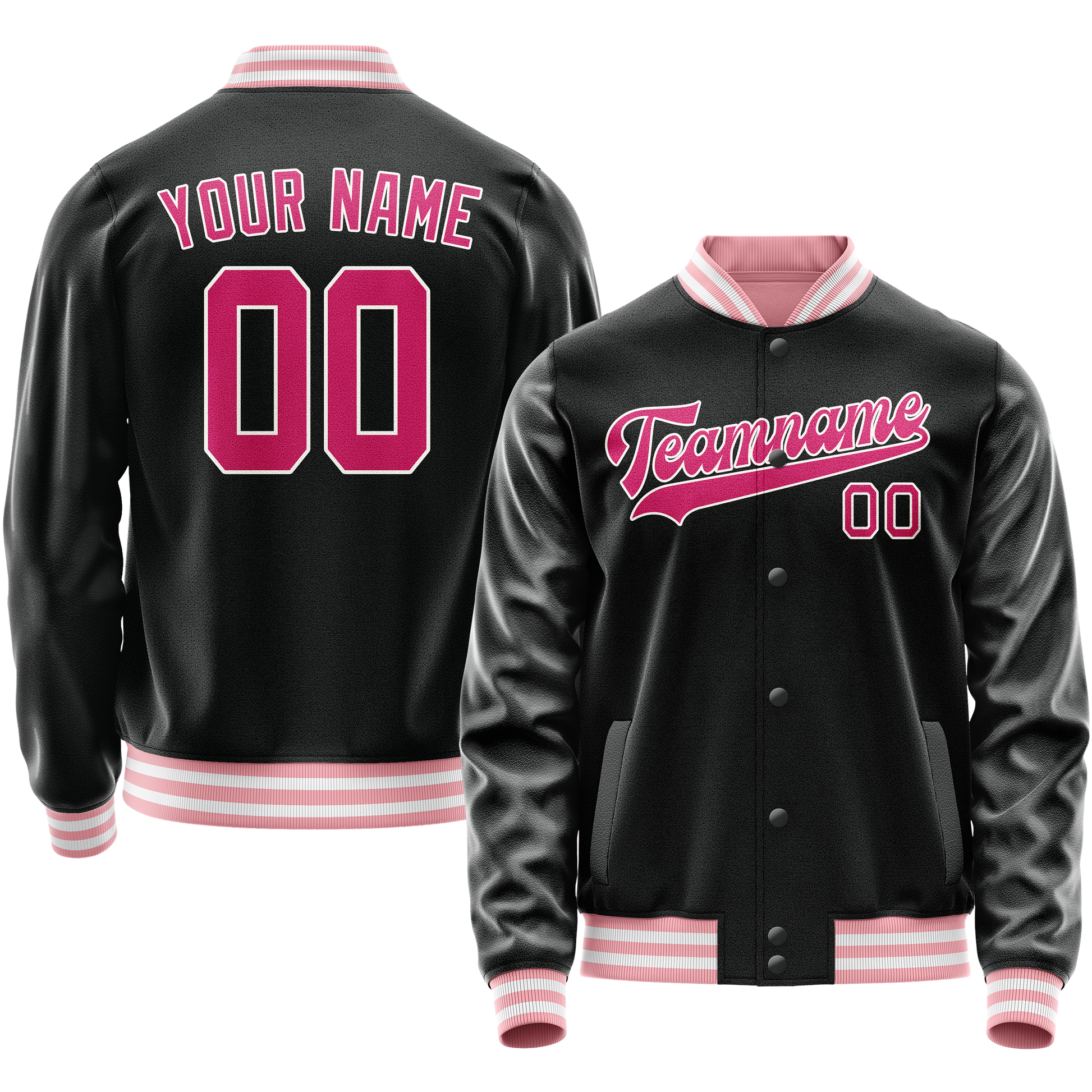 Maßgeschneidertes Schwarz Rosa Collegejacke JA02240617XF014