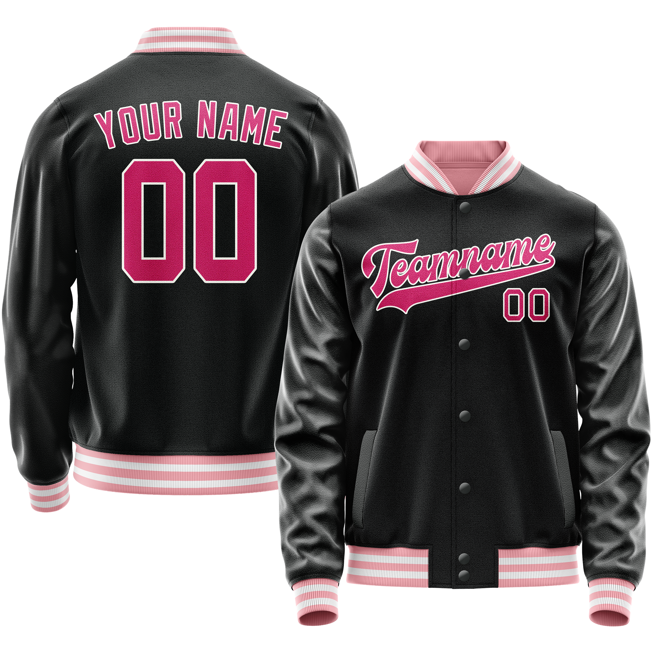 Maßgeschneidertes Schwarz Rosa Collegejacke JA02240617XF014