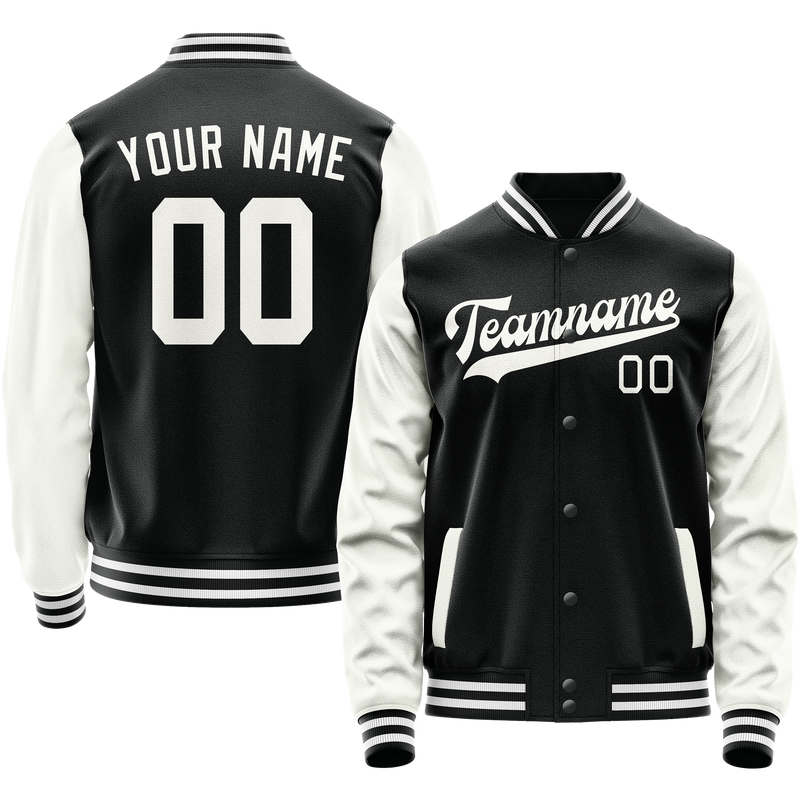 Maßgeschneidertes Schwarz Weiß Collegejacke JA02240617XF005