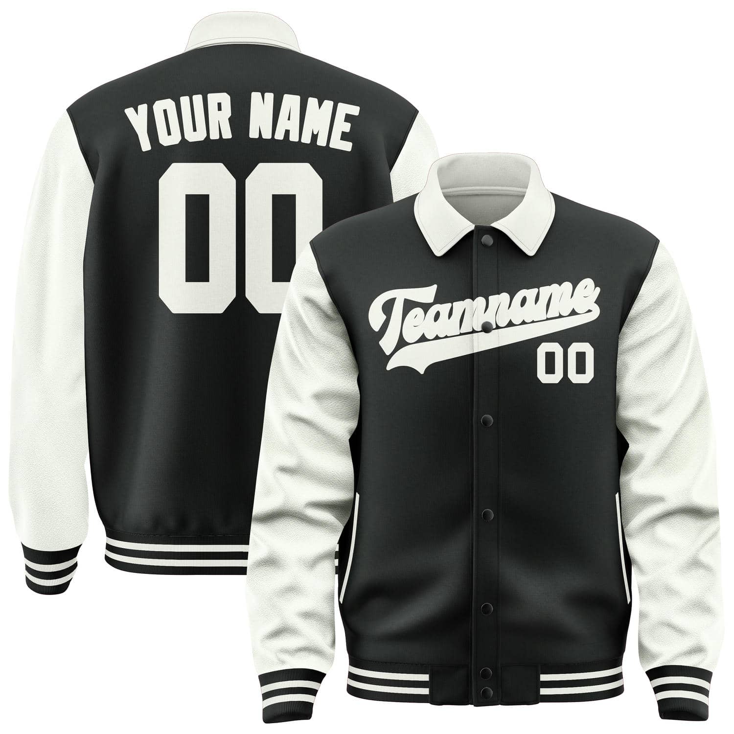 Maßgeschneidertes Schwarz Weiß Collegejacke JA02240617XF005