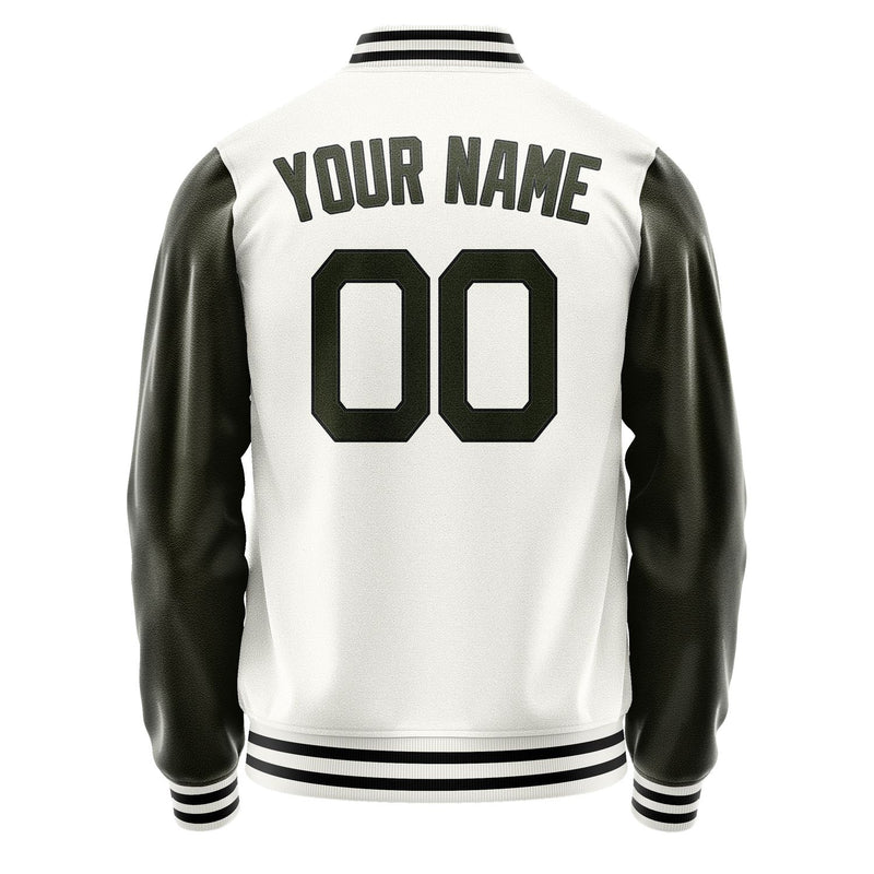 Maßgeschneidertes Weiß Dunkles Oliv Jacke Ja1818021817B21702