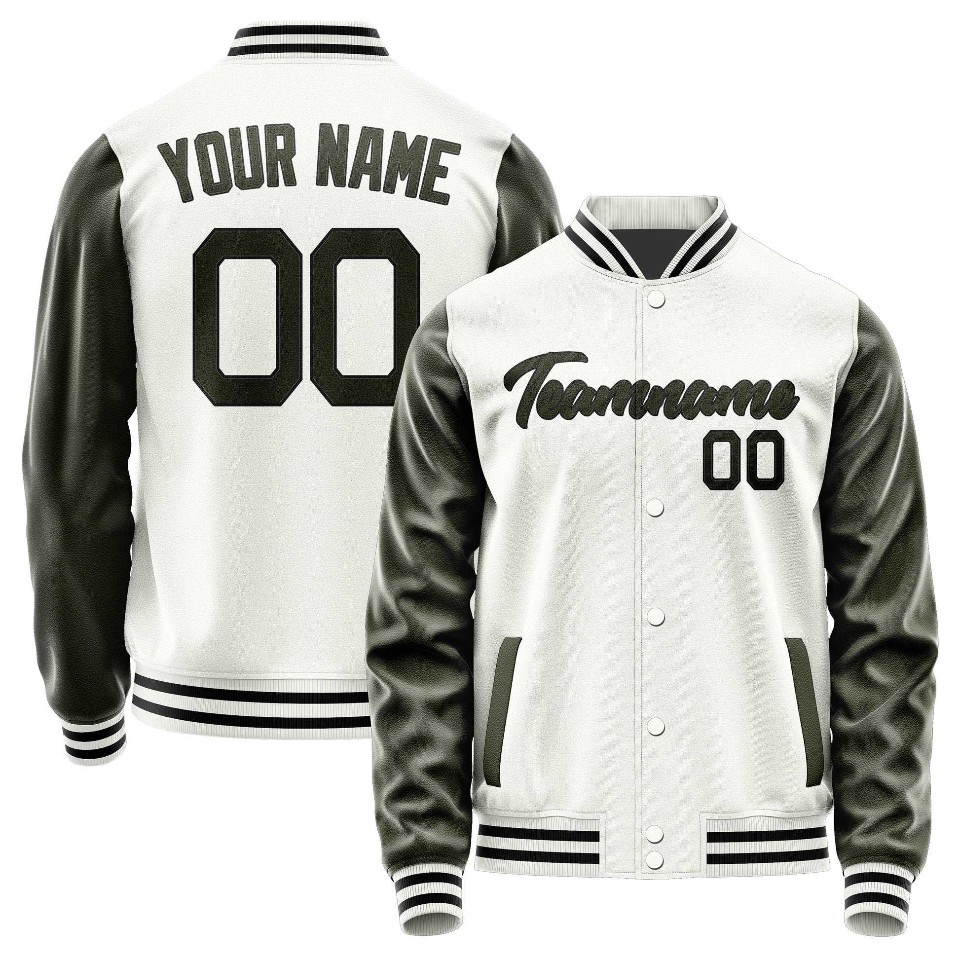 Maßgeschneidertes Weiß Dunkles Oliv Jacke Ja1818021817B21702