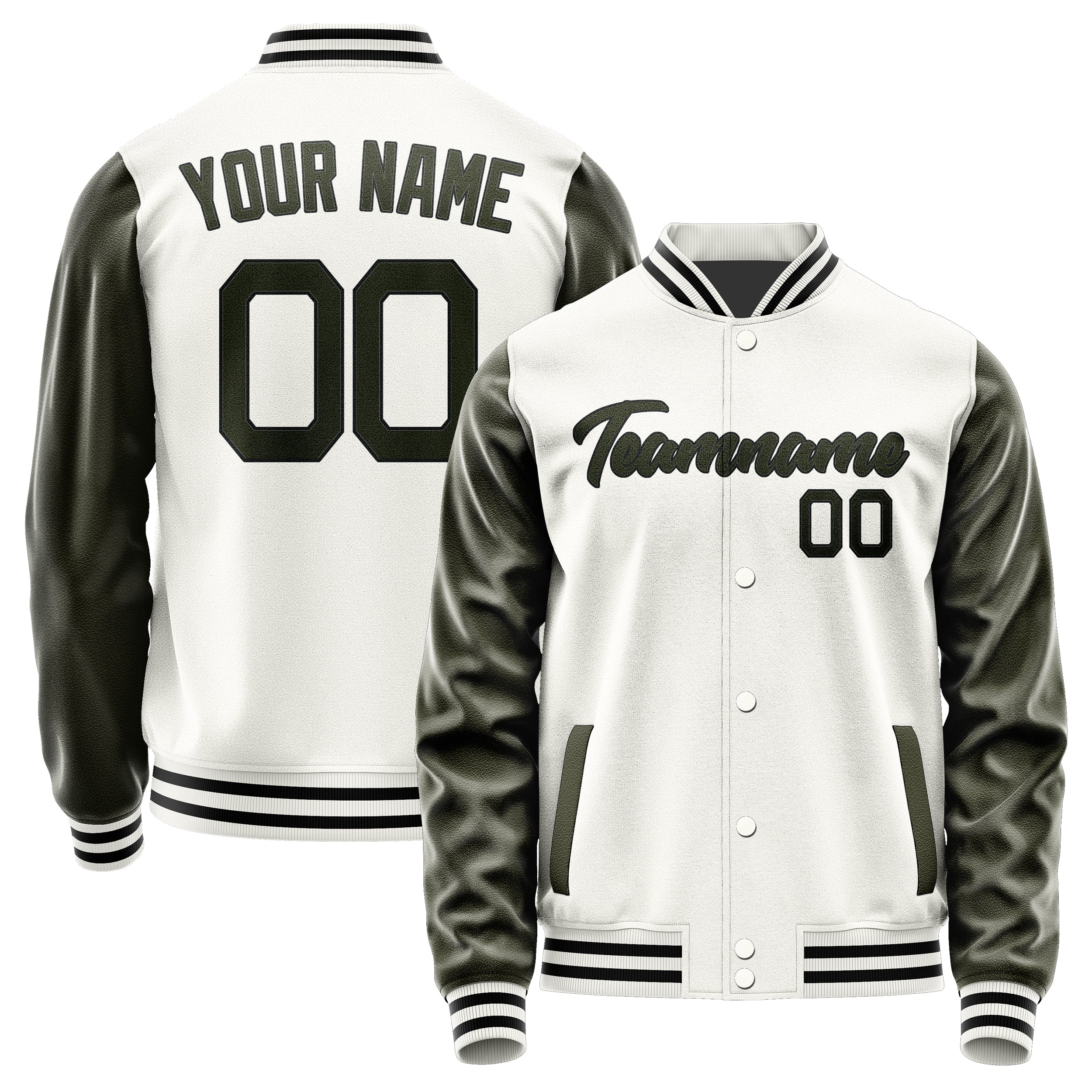 Maßgeschneidertes Weiß Dunkles Oliv Jacke Ja1818021817B21702
