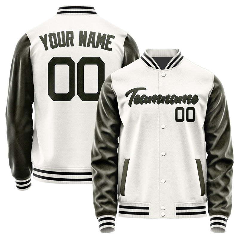 Maßgeschneidertes Weiß Dunkles Oliv Jacke Ja1818021817B21702