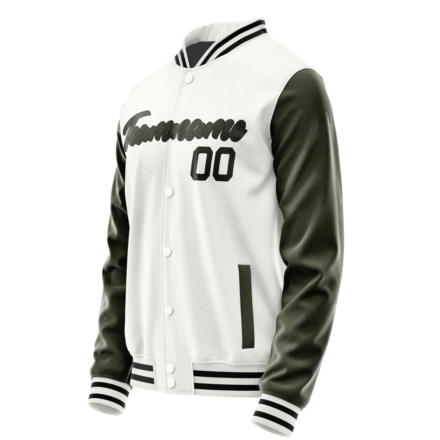 Maßgeschneidertes Weiß Dunkles Oliv Jacke Ja1818021817B21702