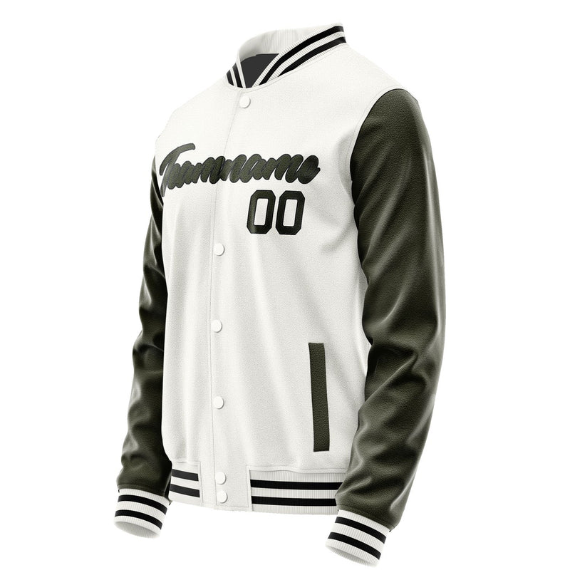 Maßgeschneidertes Weiß Dunkles Oliv Jacke Ja1818021817B21702