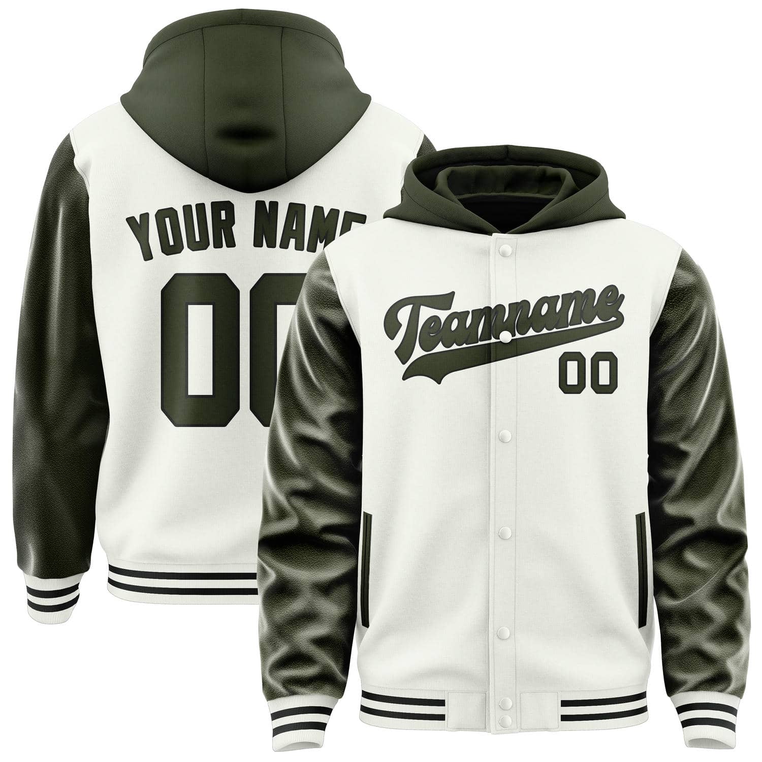 Maßgeschneidertes Weiß Dunkles Oliv Jacke JA181802181717020217