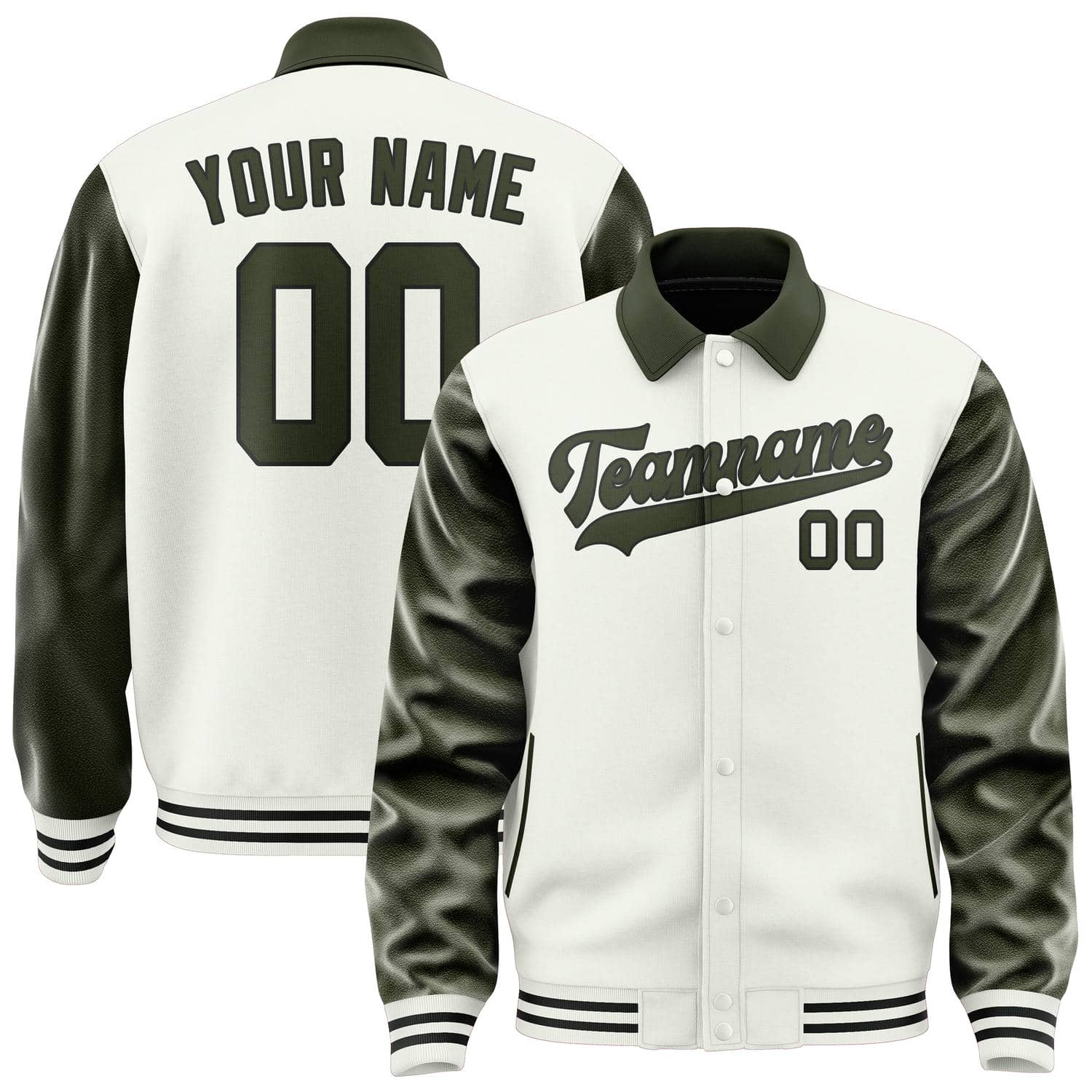 Maßgeschneidertes Weiß Dunkles Oliv Jacke JA181802181717020217